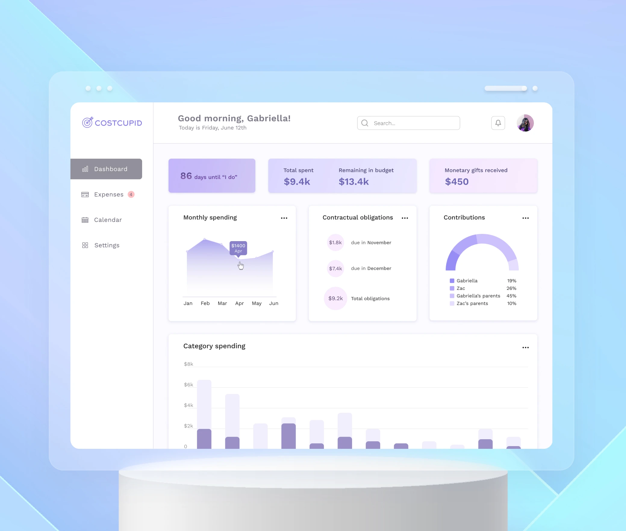 CostCupid dashboard mockup