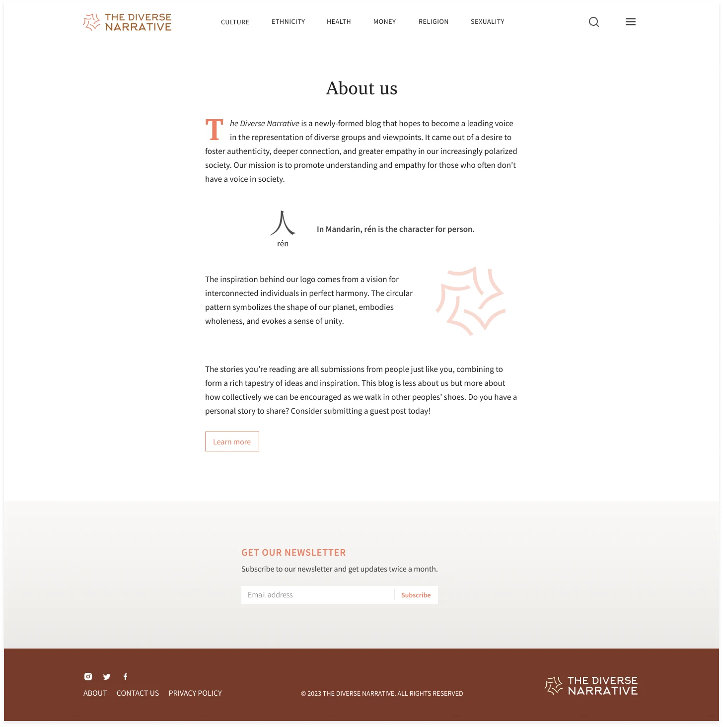 About page – first iteration