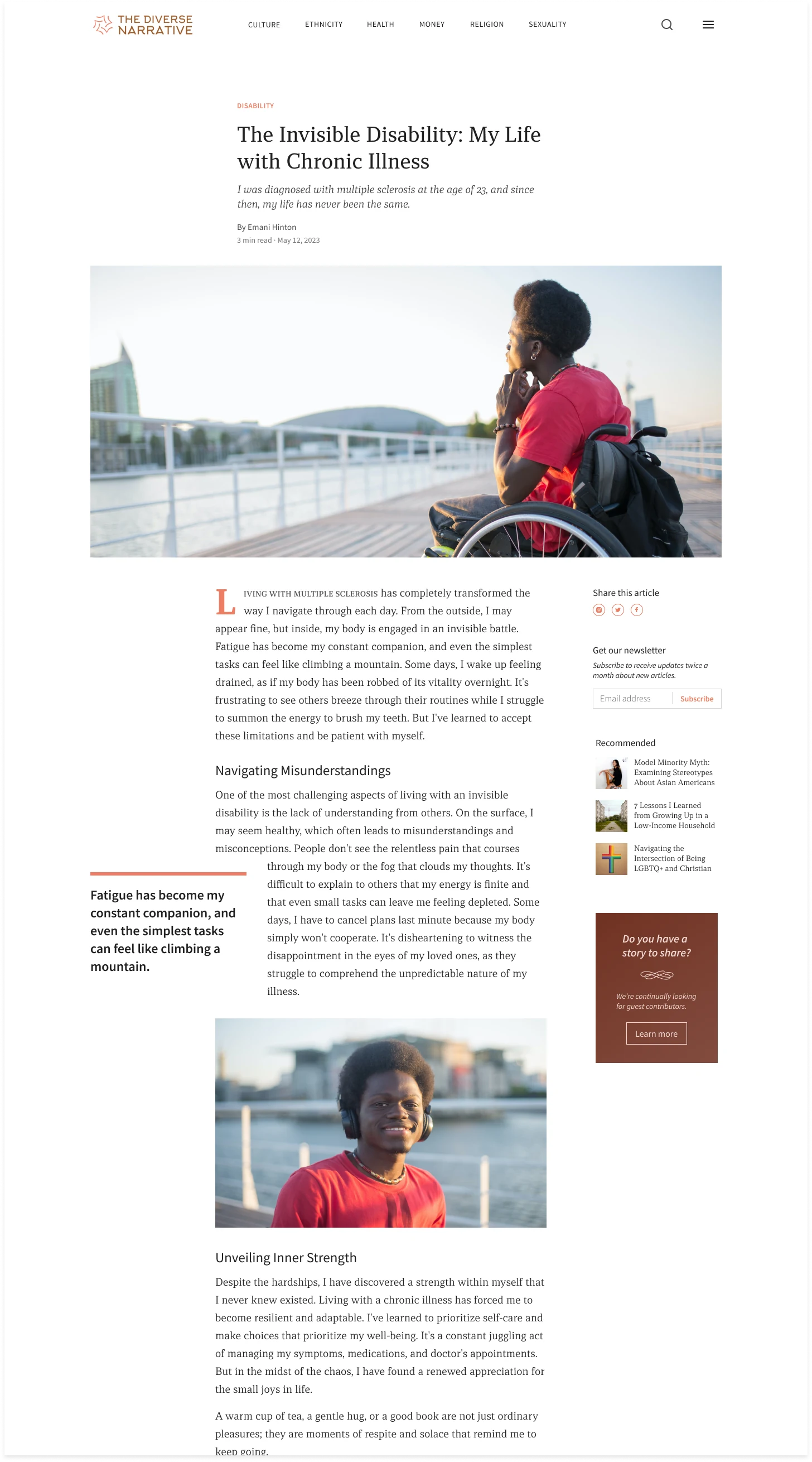Article page – first iteration